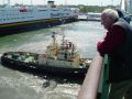 Click for Fullsize. (800 x 600) The wind was so strong in Tallinn that day they had to use the help of a tug boat! (June 2003) Photo: Paul Byrne