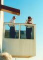 Click for Fullsize. (540 x 739) Captain Fagerström and first officer on the starboard bridgewing in August 2002. Photo: Salomon Kaukiainen