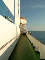 Click for Fullsize. (480 x 640) The thinnest and windiest area of the whole sundeck is located next to the funnels.... (June 2003) Photo: Daniel Barabas